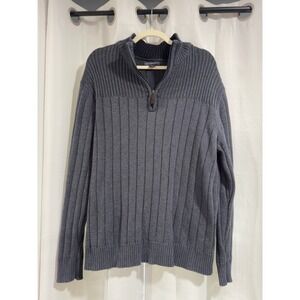 Covington‎ Mens Quarter Zip Sweater Charcoal Gray Ribbed Cotton Knit XL RN15099